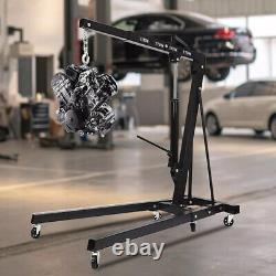 2 Ton Hydraulic Folding Engine Crane Hoist Lift Stand Wheels Easy Move Workshop