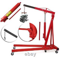 2 Ton Hydraulic Folding Engine Crane Hoist Lift Stand Workshop Garage Adjustable