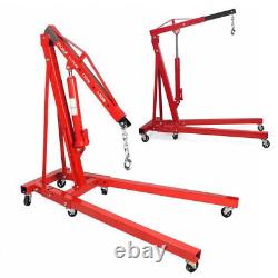 2 Ton Hydraulic Folding Engine Crane Hoist Lift Workshop Lifter with Wheels Red