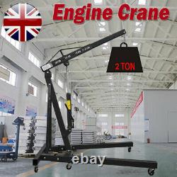 2 Ton Hydraulic Folding Engine Crane Hoist Stand Lift Jack Workshop Mobile Wheel