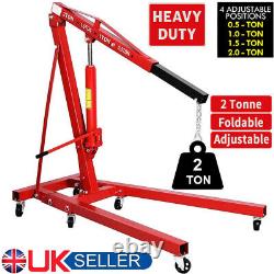 2 Ton Hydraulic Folding Engine Crane Stand Hoist Jack Lifting Garage Wheel Red