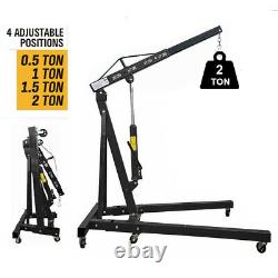 2 Ton Hydraulic Folding Engine Crane Stand Hoist Lift Jack Garage Workshop Wheel