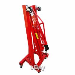 2 Ton Hydraulic Folding Engine Crane Stand Hoist Lift Jack Wheel Workshop Red UK