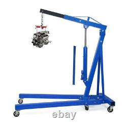 2 Ton Hydraulic Folding Engine Crane Stand Hoist Lift with Wheels Hook Portable