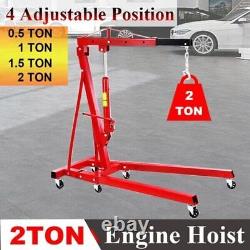 2 Ton Hydraulic Folding Engine Crane Stand Hoist lift Jack Garage Adjustable