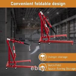 2 Ton Hydraulic Folding Engine Crane Stand Hoist lift Jack Lifting Garage Wheel