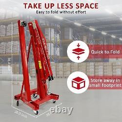 2 Ton Hydraulic Folding Engine Crane Stand Hoist lift Jack Lifting Garage Wheel