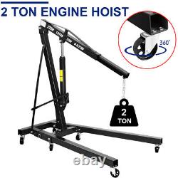 2 Ton Hydraulic Folding Engine Crane Stand Hoist lift Jack Workshop Garage Black