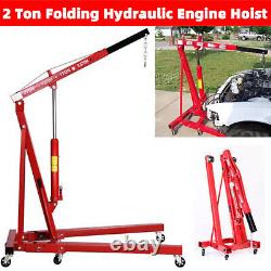 2 Ton Hydraulic Folding Engine Crane Stand Jack Workshop Heavy Hoist Lift Lifter