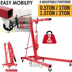 2 Ton Hydraulic Folding Engine Crane Stand Jack Workshop Hoist Lift Lifter Heavy