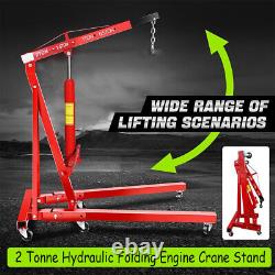 2 Ton Hydraulic Folding Engine Crane Stand Jack Workshop Hoist Lift Lifter Heavy