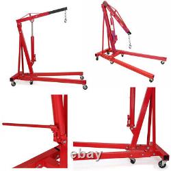 2 Ton Hydraulic Folding Engine Mobile Crane Hoist Lift Stand Garage Workshop Red