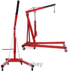 2 Ton Hydraulic Folding Engine Mobile Crane Hoist Lift Stand Garage Workshop Red