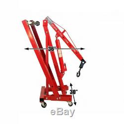 2 Ton Hydraulic Folding Lifter Engine Crane Hoist Lift Workshop Stand With Wheel