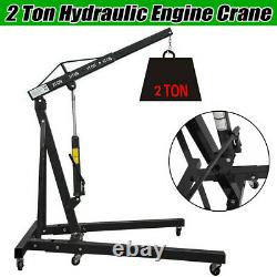 2 Ton Hydraulic Folding Workshop Engine Crane Hoist Lift Adjustable Stand Wheels