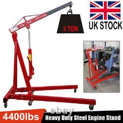 2 Ton Hydraulic Folding Workshop Engine Crane Hoist Lift Stand Mobile Wheels UK
