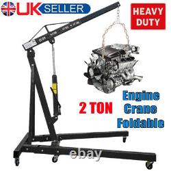 2 Ton Hydraulic Folding Workshop Engine Crane Hoist Lift Stand Wheels Easy Move
