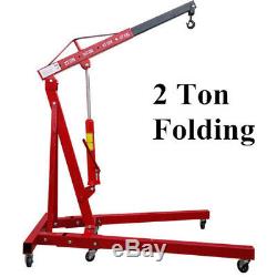 2 Ton Hydraulic Folding Workshop Engine Crane Hoist Lifting Lifter Stand Wheels