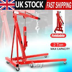 2 Ton Hydraulic Hoist Lift Jack Workshop Folding Engine Crane Stand Wheeled UK