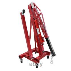 2 Ton Hydraulic Lift Folding Workshop Engine Crane Hoist Lift Stand Wheels 2T