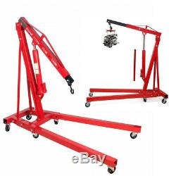 2 Ton Lift Hoist Engine Crane Garage Workshop Lifting Equipment Aid Casters Red