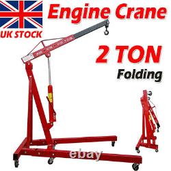 2 Ton Motor Engine Crane Hydraulic Hoist Lift Jack Stand Wheel Folding Workshop