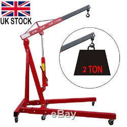 2 Ton Tonne Hydraulic Engine Crane Stand Hoist lift Jack Folding Adjustable UK
