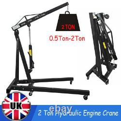 2 Ton Tonne Hydraulic Folding Engine Crane Hoist Lift Stand With Wheels Workshop