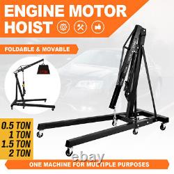 2 Ton Tonne Hydraulic Folding Engine Crane Hoist Lift Stand With Wheels Workshop