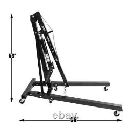 2 Ton Tonne Hydraulic Folding Engine Crane Hoist Lift Stand With Wheels Workshop