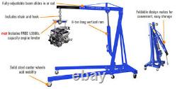 2 Ton Tonne Hydraulic Folding Engine Crane Stand Blue Hoist Lift Jack Adjustable