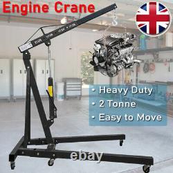 2 Ton Tonne Hydraulic Folding Engine Crane Stand Hoist lift Jack Easy Move Wheel