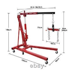 2 Ton Workshop Hydraulic Lift Engine Hoist Pulley Trolley Crane Stand with Lever