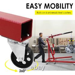 2 Ton Workshop Hydraulic Lift Engine Hoist Pulley Trolley Crane Stand with Lever