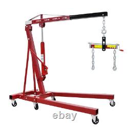 2 in1 Engine Hoist Leveler 4400 LB/2 Ton Cherry Picker Shop Crane Load Lift Tool