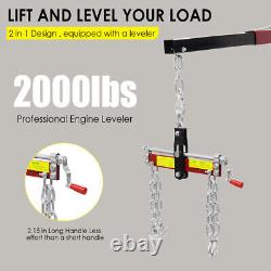2in1 Engine Hoist Leveler 4400 LB / 2TON Cherry Picker Shop Crane Load Lift Tool