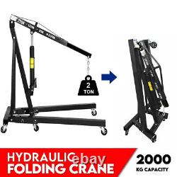 2ton Tonne Engine Crane Stand Hoist Lift Jack Hydraulic Folding Adjustable Black