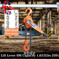 3 / 4Ton Chain Block Lever Hoist 6M 1653Lbs 20Ft Heavy Duty Steel Cha