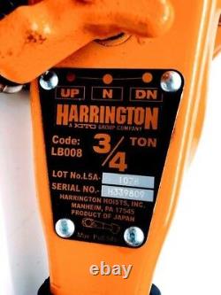 3/4 TON HARRINGTON LB008 Lever Chain Hoist, 1500 lb