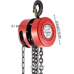 3 Ton 10ft Lift Chain Hoist 6600lbs Winch Lift Dual Hook Manual Hand Chain Block