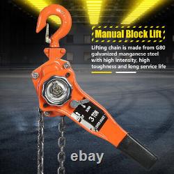 3 Ton Manual Lever Block Chain Hoist Ratchet Type Come Along Puller with10FT Chain