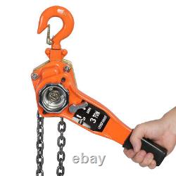 3 Ton Manual Lever Block Chain Hoist Ratchet Type Come Along Puller with10FT Chain