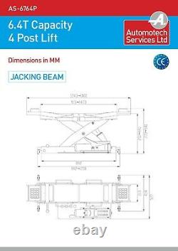 4 Post Car Lift / Vehicle Car Ramp / Hoist 6.4 Ton, With Jacking Beam New