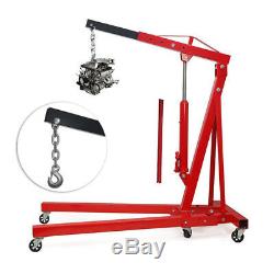 Adjust 1 Ton Hydraulic Folding Crane Jack Engine Lift Hoist Stand Heavy Metallic