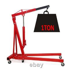 Adjustable 1 Ton Tonne Engine Crane Stand Hoist lift Jack Hydraulic Folding Red