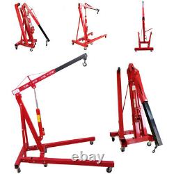 Adjustable 1 Ton Tonne Engine Crane Stand Hoist lift Jack Hydraulic Folding Red