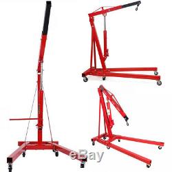 Big Red Hydraulic Engine Hoist/Workshop Crane Stand Foldable Frame 2 Ton Lift UK