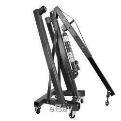 Black 1 Ton Hydraulic Engine Crane Hoist Folding Stand Workshop Lifting Wheeled