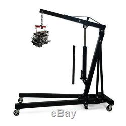 Black 2 Ton 2t Hydraulic Garage Workshop Folding Engine Hoist Lift Lifting Crane