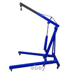 Blue 1 Ton Hydraulic Folding Workshop Engine Crane Hoist Lift Stand with Wheels